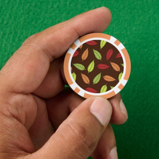 patroon van bladeren, kleurrijke bladeren, herfstb poker chips (Hand)
