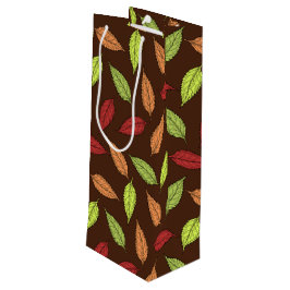 patroon van bladeren, kleurrijke bladeren, herfstb wijn cadeautas