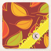 patroon van bladeren, kleurrijke bladeren, monogra kartonnen onderzetters (Voorkant)