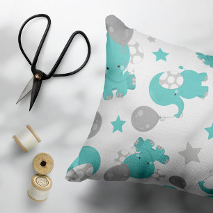 Patroon van blauw-olifantenblauw, luifaantjes, ste accent kussen