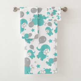 Patroon van blauw-olifantenblauw, luifaantjes, ste bad handdoek