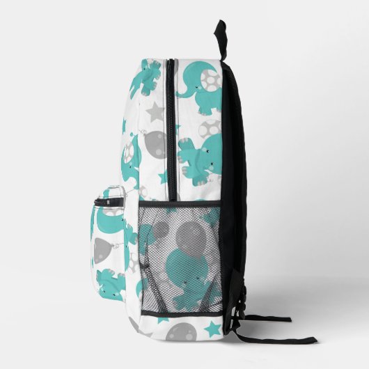 Patroon van blauw-olifantenblauw, luifaantjes, ste bedrukte rugzak (Rechts)