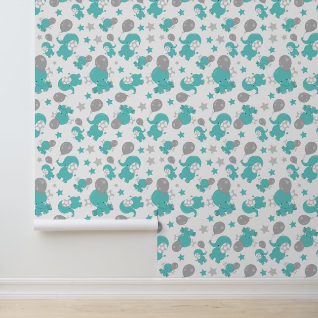 Patroon van blauw-olifantenblauw, luifaantjes, ste behang (Applicatie)