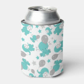 Patroon van blauw-olifantenblauw, luifaantjes, ste blikjeskoeler (Blikje Voorkant)