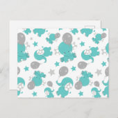 Patroon van blauw-olifantenblauw, luifaantjes, ste briefkaart (Voorkant / Achterkant)