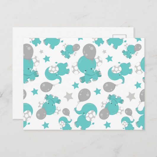 Patroon van blauw-olifantenblauw, luifaantjes, ste briefkaart (Voorkant / Achterkant)