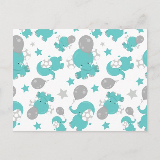 Patroon van blauw-olifantenblauw, luifaantjes, ste briefkaart (Voorkant)