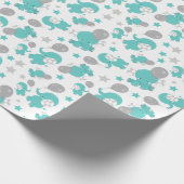 Patroon van blauw-olifantenblauw, luifaantjes, ste cadeaupapier (Hoek)