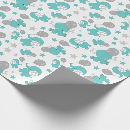 Patroon van blauw-olifantenblauw, luifaantjes, ste cadeaupapier (Hoek)