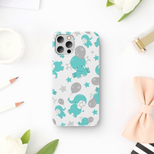 Patroon van blauw-olifantenblauw, luifaantjes, ste Case-Mate iPhone case