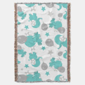 Patroon van blauw-olifantenblauw, luifaantjes, ste deken (Voorkant Verticaal)