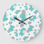 Patroon van blauw-olifantenblauw, luifaantjes, ste grote klok (Voorkant)