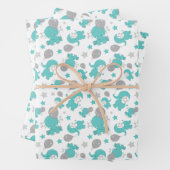 Patroon van blauw-olifantenblauw, luifaantjes, ste inpakpapier vel (In situ)