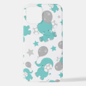 Patroon van blauw-olifantenblauw, luifaantjes, ste iPhone hoesje (Achterkant)