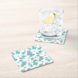 Patroon van blauw-olifantenblauw, luifaantjes, ste kartonnen onderzetters