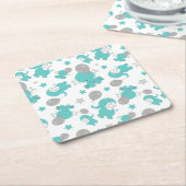 Patroon van blauw-olifantenblauw, luifaantjes, ste kartonnen onderzetters (Schuin)