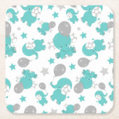 Patroon van blauw-olifantenblauw, luifaantjes, ste kartonnen onderzetters (Voorkant)