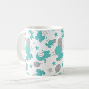 Patroon van blauw-olifantenblauw, luifaantjes, ste koffiemok
