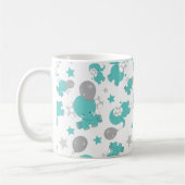 Patroon van blauw-olifantenblauw, luifaantjes, ste koffiemok (Links)