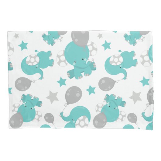 Patroon van blauw-olifantenblauw, luifaantjes, ste kussensloop (Voorkant)