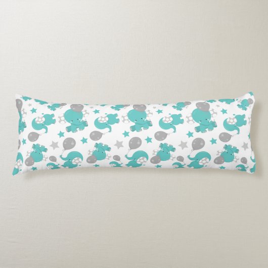 Patroon van blauw-olifantenblauw, luifaantjes, ste lichaamskussen (Voorkant)