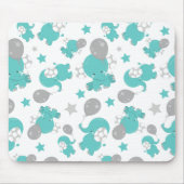 Patroon van blauw-olifantenblauw, luifaantjes, ste muismat (Voorkant)