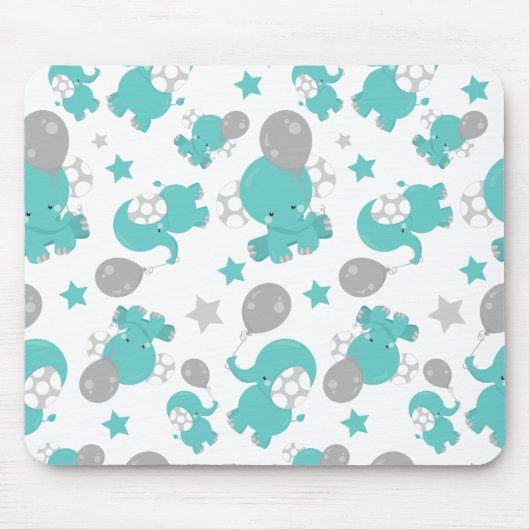 Patroon van blauw-olifantenblauw, luifaantjes, ste muismat (Voorkant)