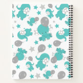 Patroon van blauw-olifantenblauw, luifaantjes, ste notitieboek (Achterkant)