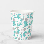 Patroon van blauw-olifantenblauw, luifaantjes, ste papieren bekers (Achterkant)