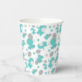 Patroon van blauw-olifantenblauw, luifaantjes, ste papieren bekers (Links)