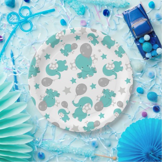 Patroon van blauw-olifantenblauw, luifaantjes, ste papieren bordje (Feest)