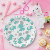 Patroon van blauw-olifantenblauw, luifaantjes, ste papieren bordje (Feest)