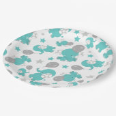 Patroon van blauw-olifantenblauw, luifaantjes, ste papieren bordje (Gekanteld)