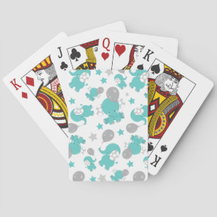 Patroon van blauw-olifantenblauw, luifaantjes, ste pokerkaarten