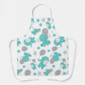 Patroon van blauw-olifantenblauw, luifaantjes, ste schort (Voorkant)