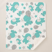 Patroon van blauw-olifantenblauw, luifaantjes, ste sherpa deken (Voorkant)