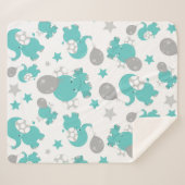 Patroon van blauw-olifantenblauw, luifaantjes, ste sherpa deken (Voorkant (horizontaal))