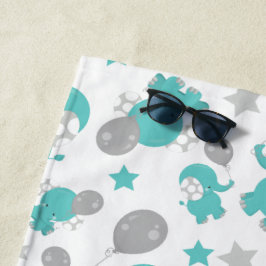 Patroon van blauw-olifantenblauw, luifaantjes, ste strandlaken
