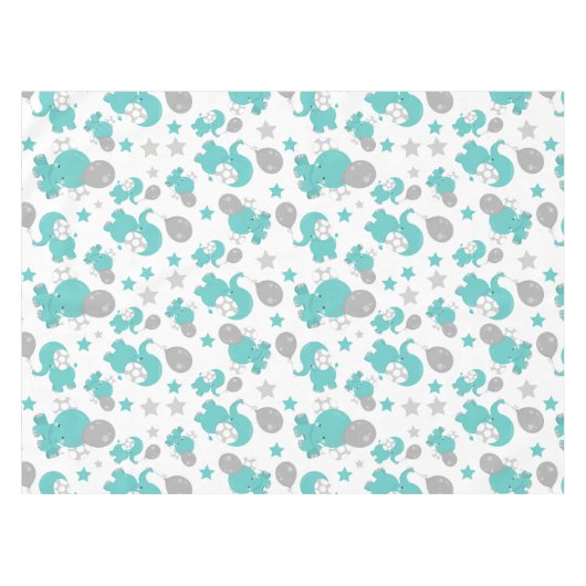 Patroon van blauw-olifantenblauw, luifaantjes, ste tafelkleed (Voorkant (Horizontaal))