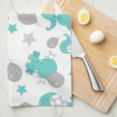 Patroon van blauw-olifantenblauw, luifaantjes, ste theedoek (Quarter Fold)