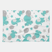 Patroon van blauw-olifantenblauw, luifaantjes, ste theedoek (Horizontaal)