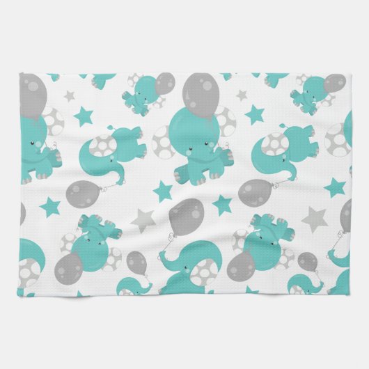 Patroon van blauw-olifantenblauw, luifaantjes, ste theedoek (Horizontaal)