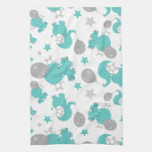 Patroon van blauw-olifantenblauw, luifaantjes, ste theedoek (Verticaal)