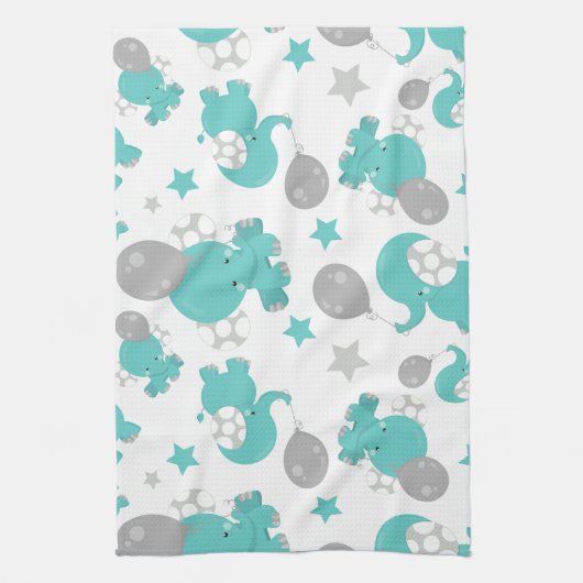 Patroon van blauw-olifantenblauw, luifaantjes, ste theedoek (Verticaal)
