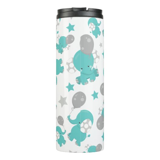 Patroon van blauw-olifantenblauw, luifaantjes, ste thermosbeker (Achterkant)