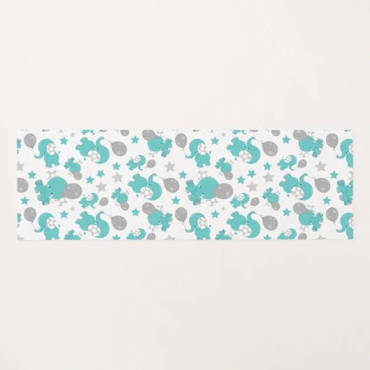 Patroon van blauw-olifantenblauw, luifaantjes, ste yogamat (Achterkant (horizontaal))