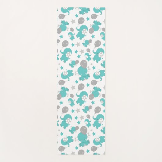 Patroon van blauw-olifantenblauw, luifaantjes, ste yogamat (Voorkant)