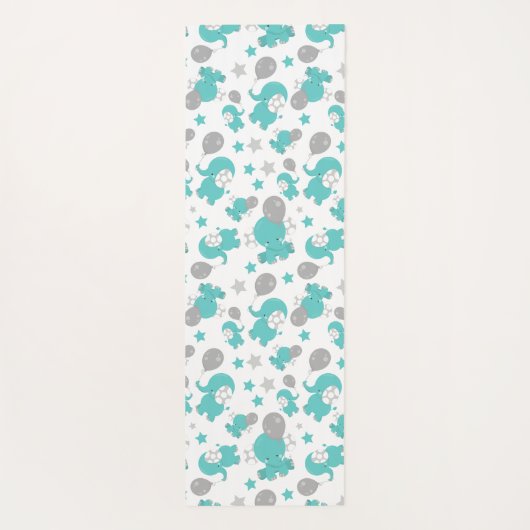 Patroon van blauw-olifantenblauw, luifaantjes, ste yogamat (Achterkant)