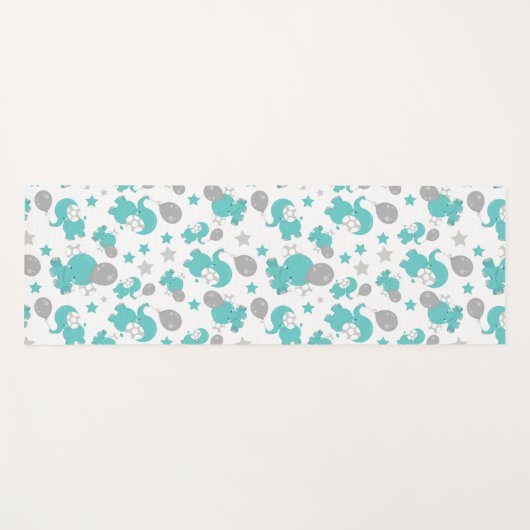 Patroon van blauw-olifantenblauw, luifaantjes, ste yogamat (Voorkant (horizontaal))