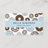 Patroon van blauwe donuts, koekjeswinkel, gebak visitekaartje (Voorkant)